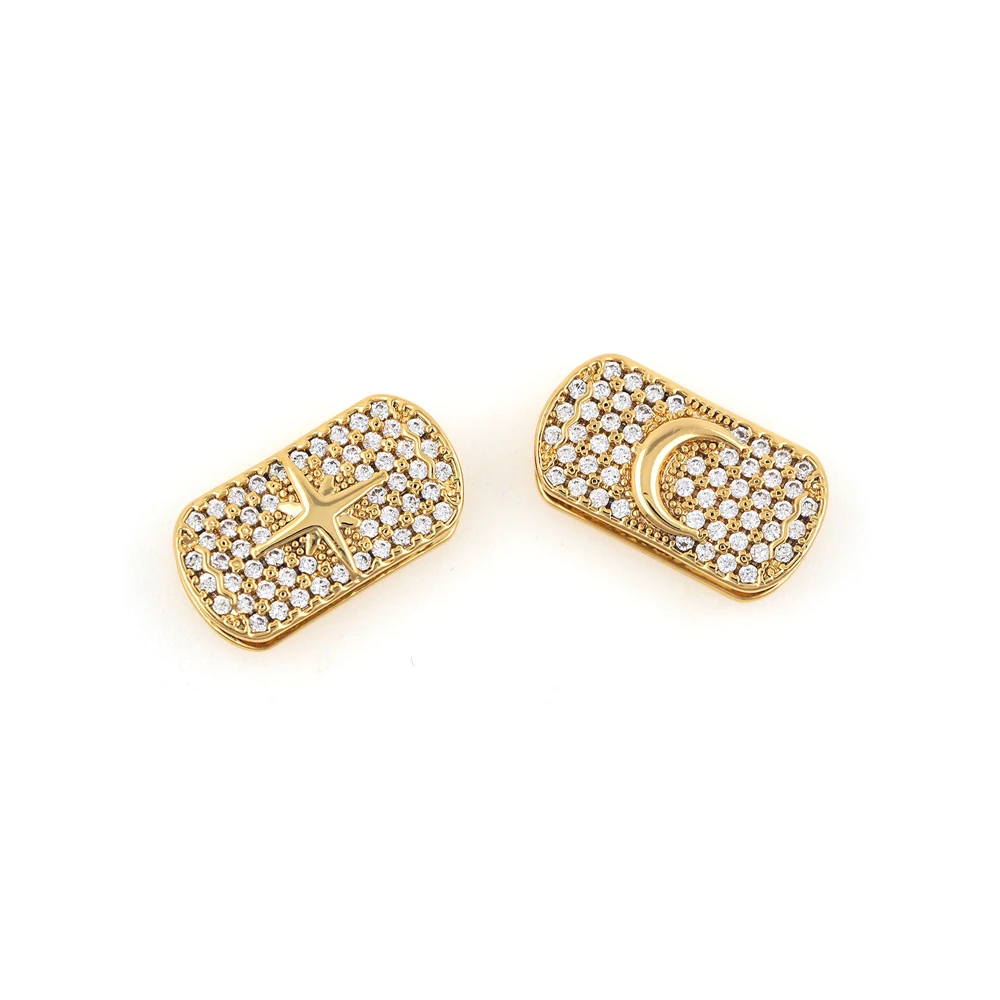 Rectangular Beads,Moon Polar Star Beads,Moon Star Beads,For DIY Jewelry Making Cubic Zirconia Spacer Beads Beads 17.5×9×5.5mm