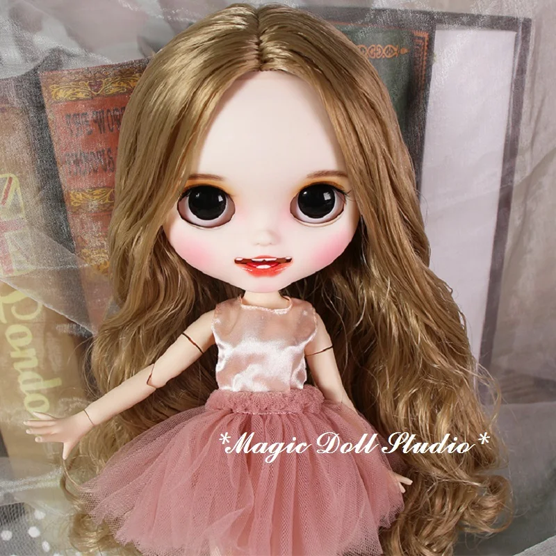 [MK001] Blythe Make Up Doll золото длинные вьющиеся волосы с Макияж Лицо Blyth платье кукла для розничной продажи