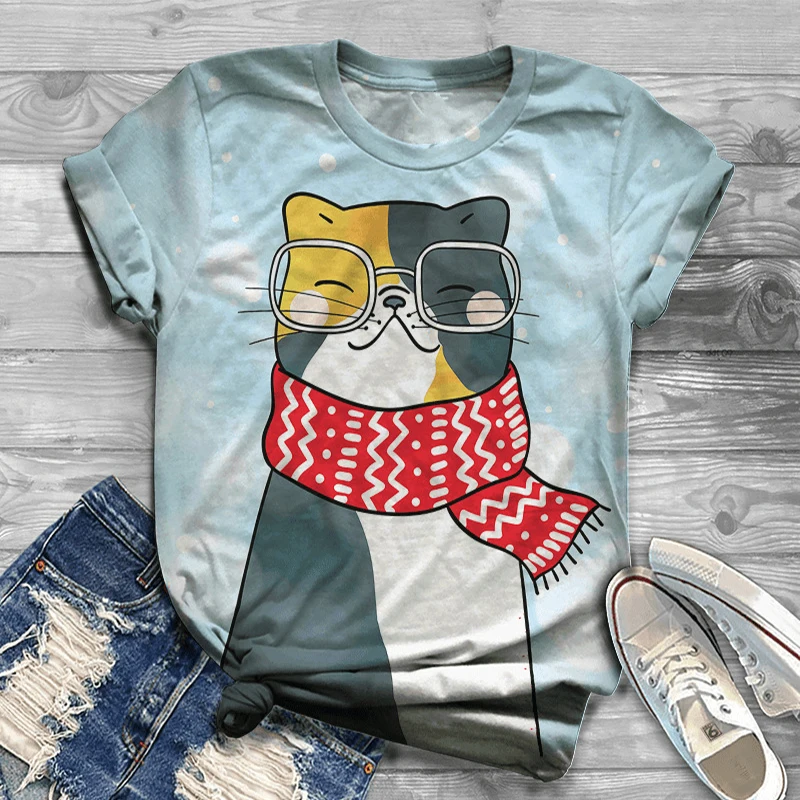 3d printing cat t shirt for women breathable female cat t shirt cute cat t shirt for cat lover gifts for cat lovers