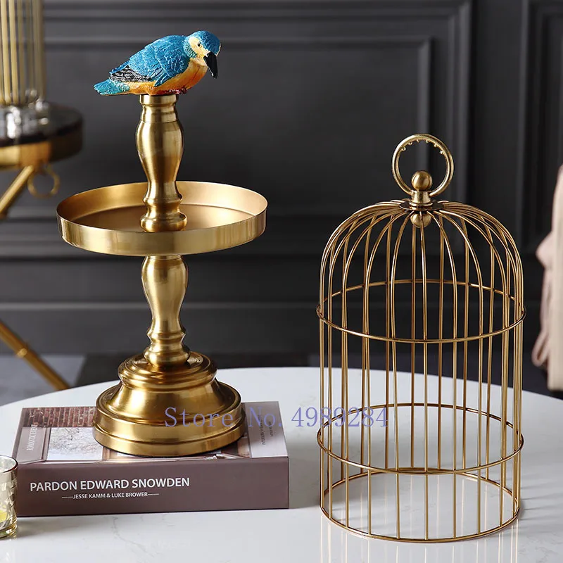 Nordic modern Creative metal Gold Simulated animal Fake bird cage Home Decoration Crafts ornaments home decoration accessories