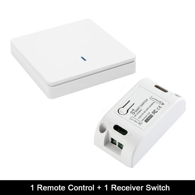 Rubrum Wall Switch 433Mhz Wireless RF 86 Wall Panel Transmitter Switch and AC 110V 220V Relay Receiver For Home Light LED Lamp 1 RC and 1 Receiver