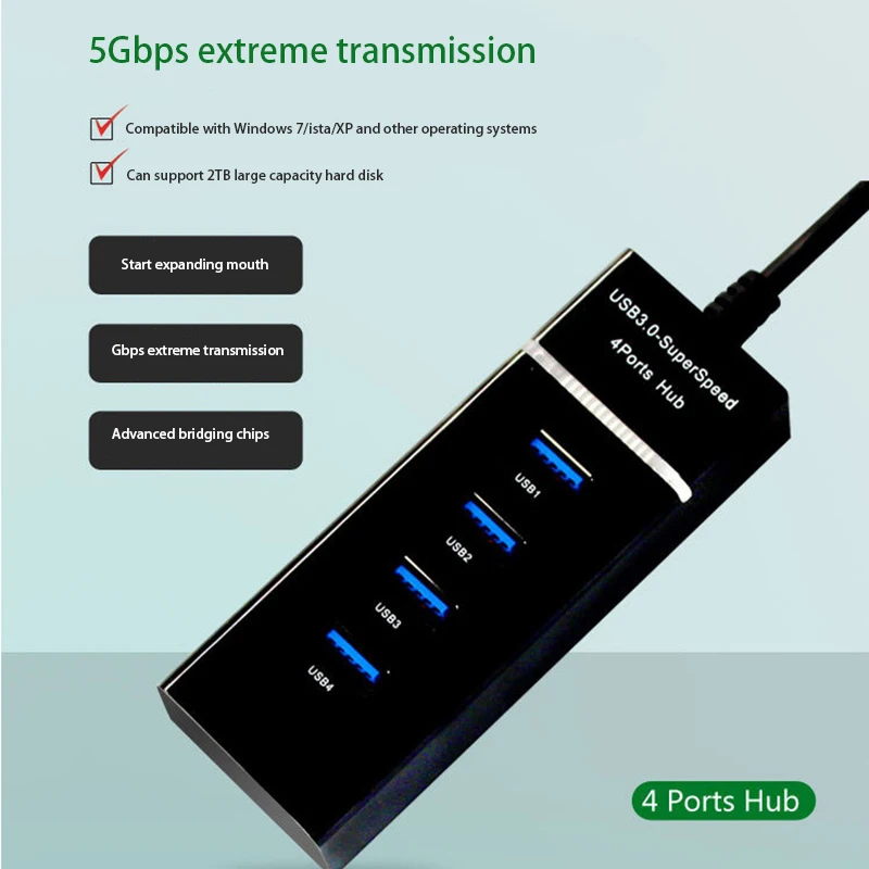 Высокая скорость USB 3,0 4-портовый концентратор USB 2,0 мульти от одного до четырех удлинитель сплиттер Настольный ПК ноутбук адаптер переменного тока мульти-usb-концентратор