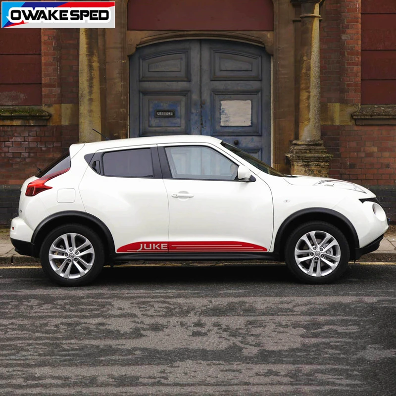 Обе стороны гоночные полосы для Nissan JUKE NISMO двери автомобиля юбка наклейки спортивный стиль авто кузова Декор виниловые наклейки аксессуары