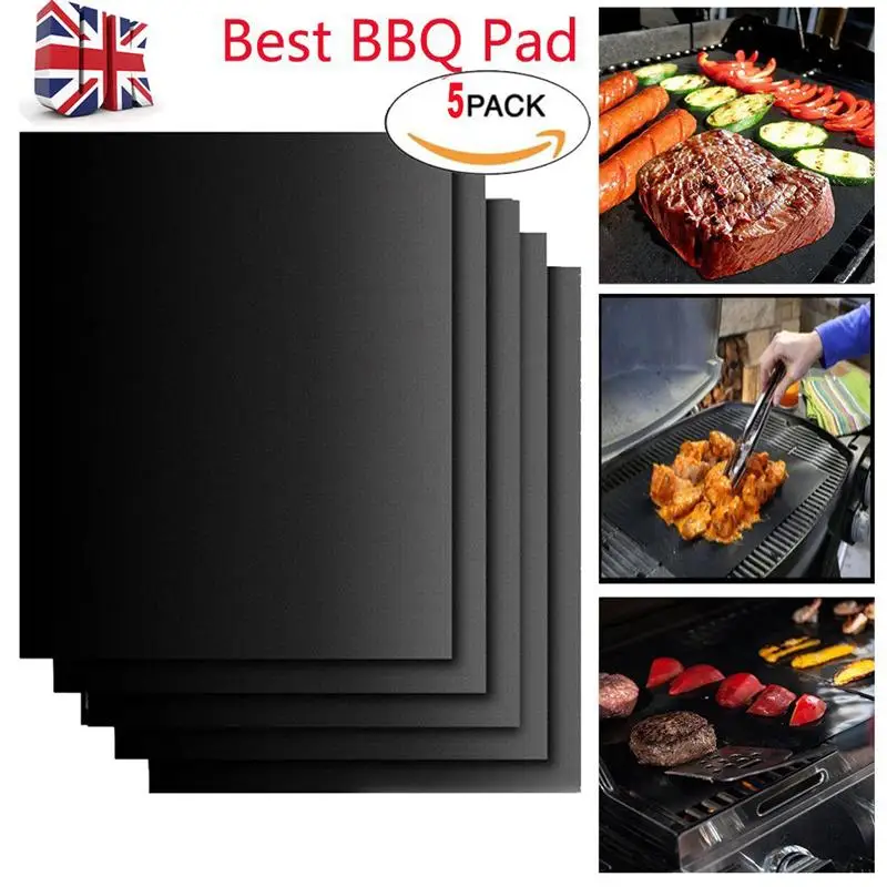 8pcs BBQ Oven Grill Mat Heat Resistant Non-Stick BBQ Grill Sheet Oven Pan Liners Baking Pad Mat