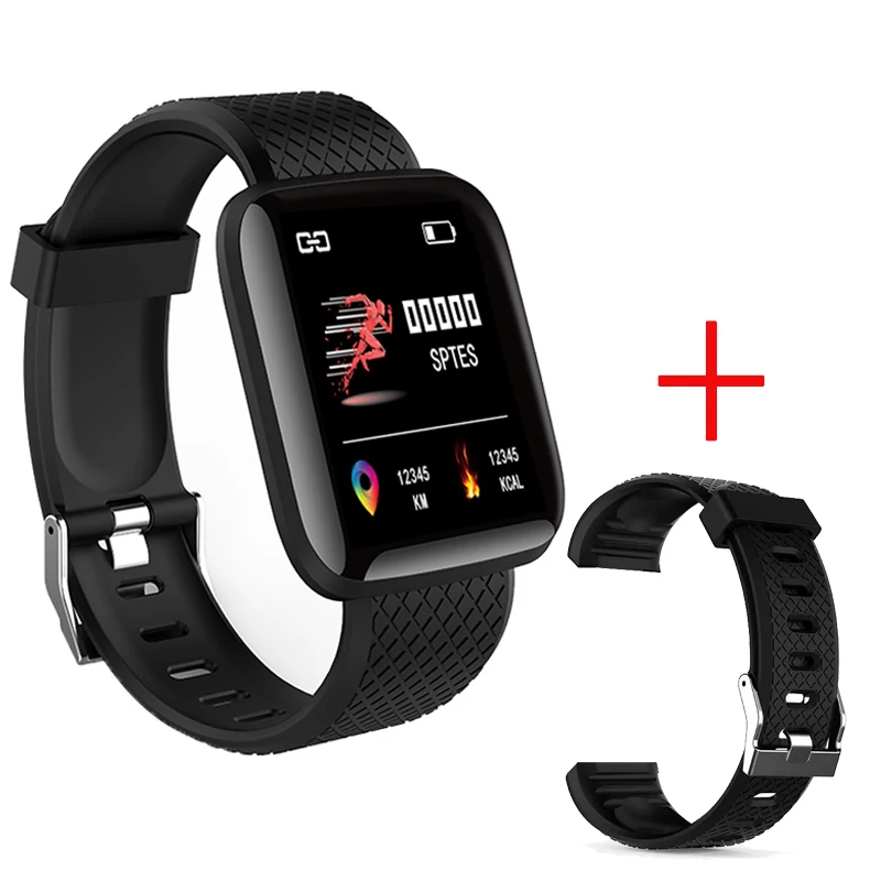 add a black strap Умные часы IP67, водонепроницаемые, кровяное давление, пульсометр, часы, спортивные, умные часы для Android IOS, Apple Phone, для мужчин, женщин, детей - Цвет: add a black strap