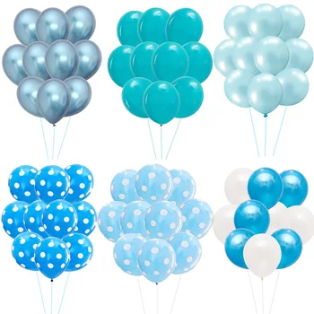 

10pc Blue White Balloons Light Green Latex Balloons Light Blue Metal Balloon Birthday Party decor Kids Jungle Safari Party decor
