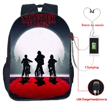 

Stranger Things Season 3 Multifunction Bag for Teens Women Men USB Charge Laptop Travel Backpack Student School Shouler Rucksack