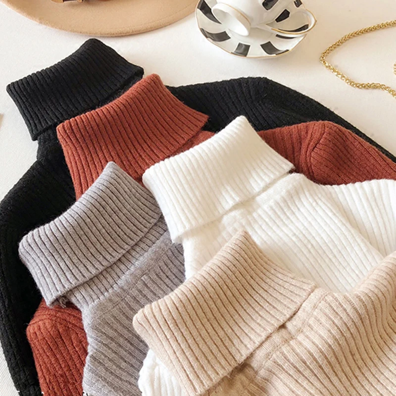 Regular Style Women Knitted Sweaters Turtleneck Solid Slim Buttoming Lady Elegant Pulls Fashion Outwear Coat Tops | Женская одежда