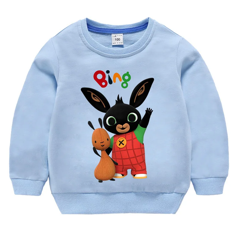 Осенние детские свитшоты футболка худи для мальчиков и девочек с длинными рукавами и кроликом Bing детская футболка