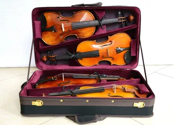 

High Quality Pro Wooden Violin Case for 4 Piece Violins Black&Red Color 4.44KG