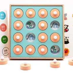 Montessori jogo de xadrez jogo de memória 3d quebra cabeças de madeira cedo educacional família festa casual interação jogo brinquedo para crianças criança