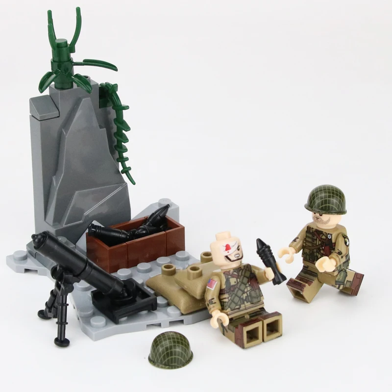 Цена WW2 армия, солдатики армии США фигурки строительных блоков раненный солдат скорой помощи оружие кирпичи части строительные блоки игрушка