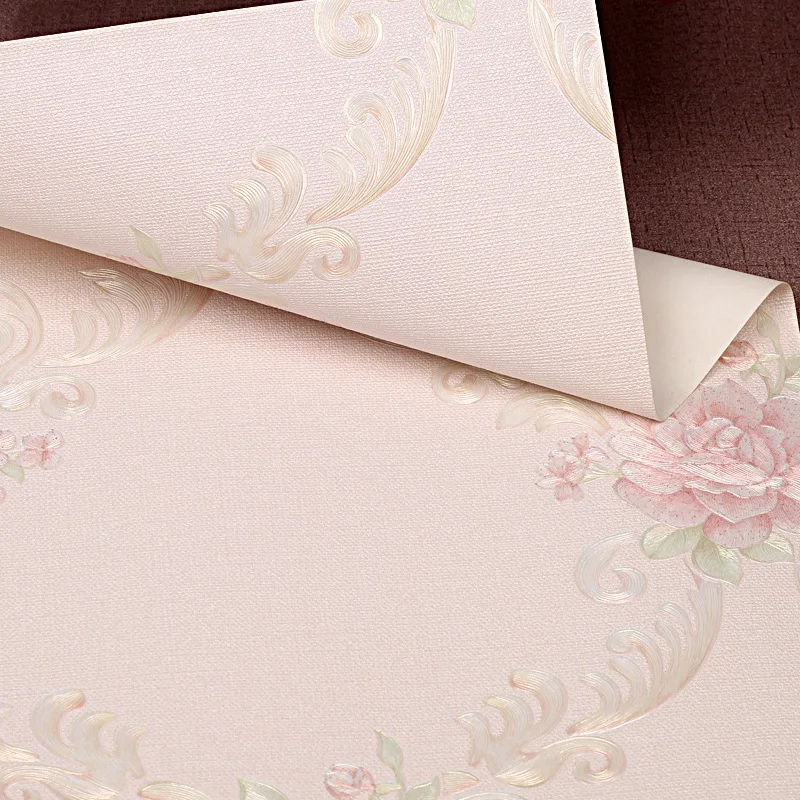 

European pastoral exquisite embossing flower wallpaper 3d bedroom living room wedding room TV background large mural wall paper