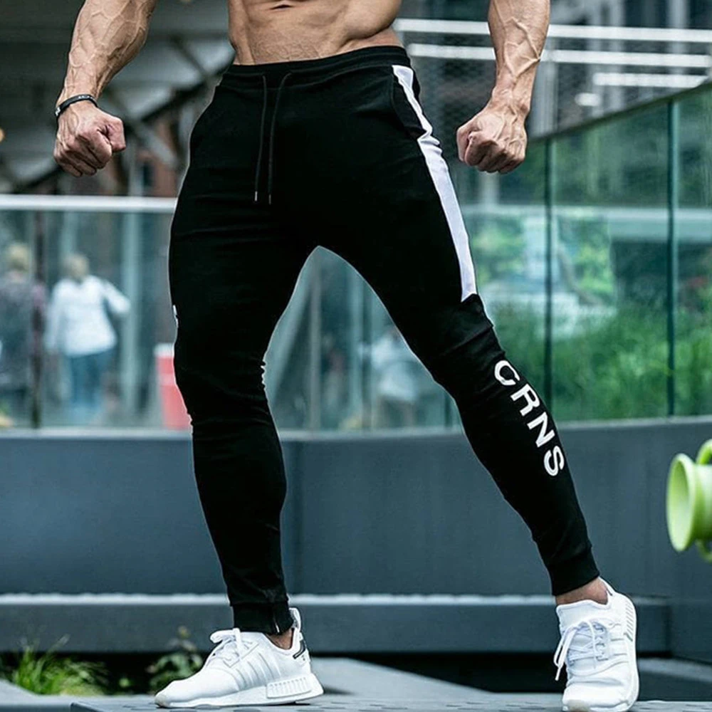 Mens Casual Solid Trousers Jogger Bodybuilding Fitness Sport Running Long Pants 