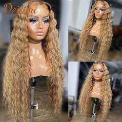 Light Brown Deep Wave Lace Frontal Human Hair Wig 4x4 Closure Wig 32 Inch Brazilian Remy Hair Preplucked Hairline Wigs for Women