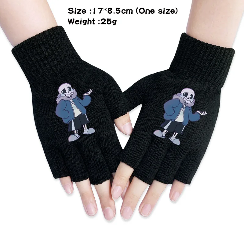 Undertale Sans Открытый Вязание перчатки хлопок ручной работы зимние теплые половина пальцев Варежки косплей аксессуар Опора подарок