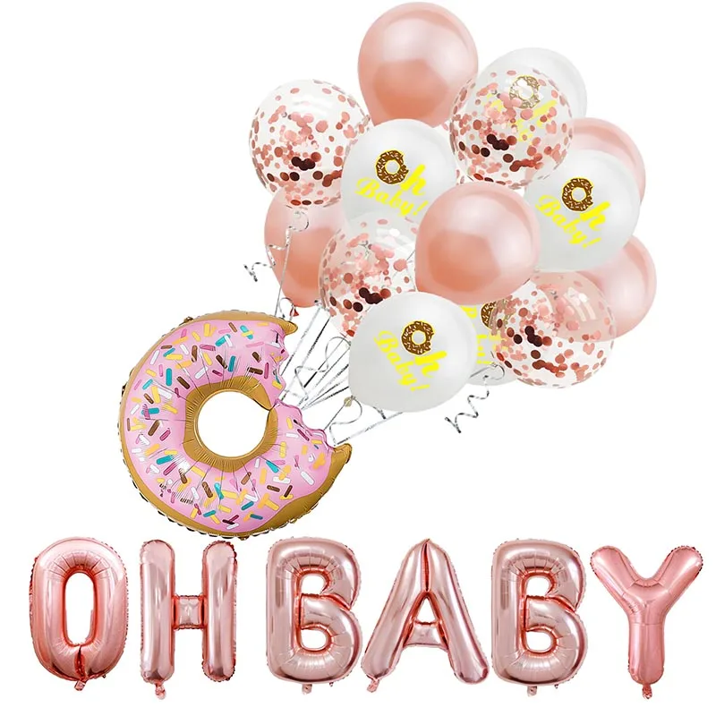 Воздушные шары из фольги с надписью OH BABY розовое золото Twins Вечерние|Воздушные и