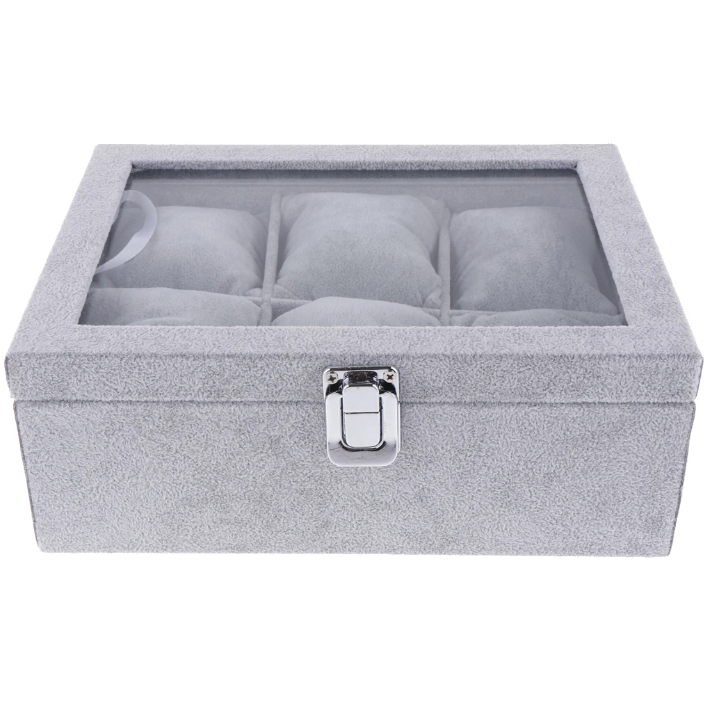 Bracelet Watch Organizer Velvet Jewelry Tray Showcase with Clear Viewing Lid