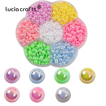 

Lucia Crafts 6mm AB Half Round Pearl Beads Flatback DIY Jewelry Making Nail Decor K0890
