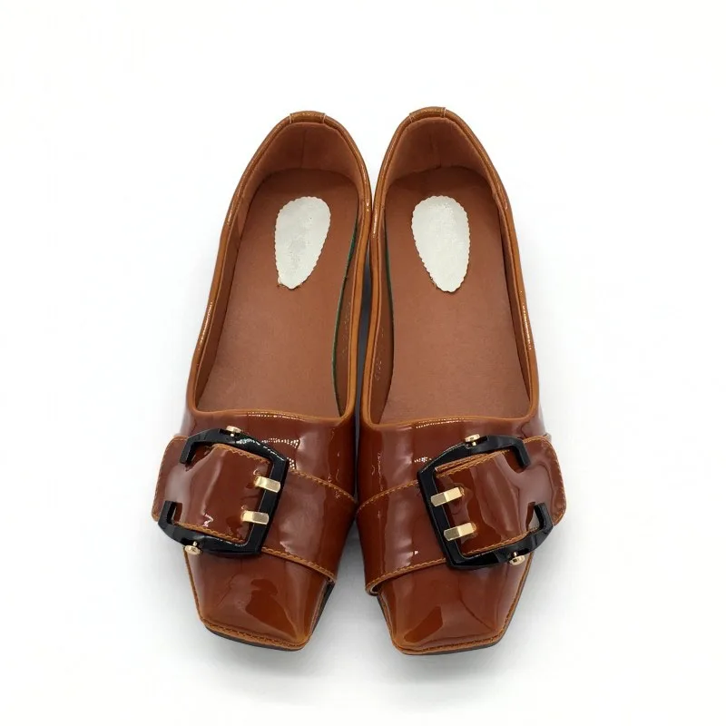 Женские туфли на плоской подошве с квадратным носком без застежки|shoes bike|shoes bonesshoes
