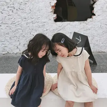 

2020 New Style Girls Dress Cotton Linen Fashion Summer Girls Dresses 1-7t QA53