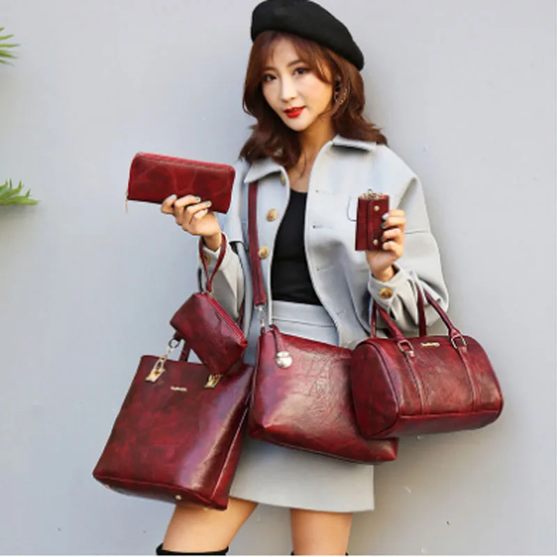 

Bag female 2020 new style European and American six - piece set temperament fashion with one - shoulder cross - carry female bag