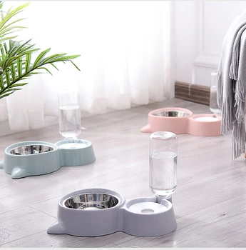

Kawaii Stainless Steel Kitten Feeder Automatic Drinking Bowl for Cats Dog Puppy Water Food Container Home Pet Supplies