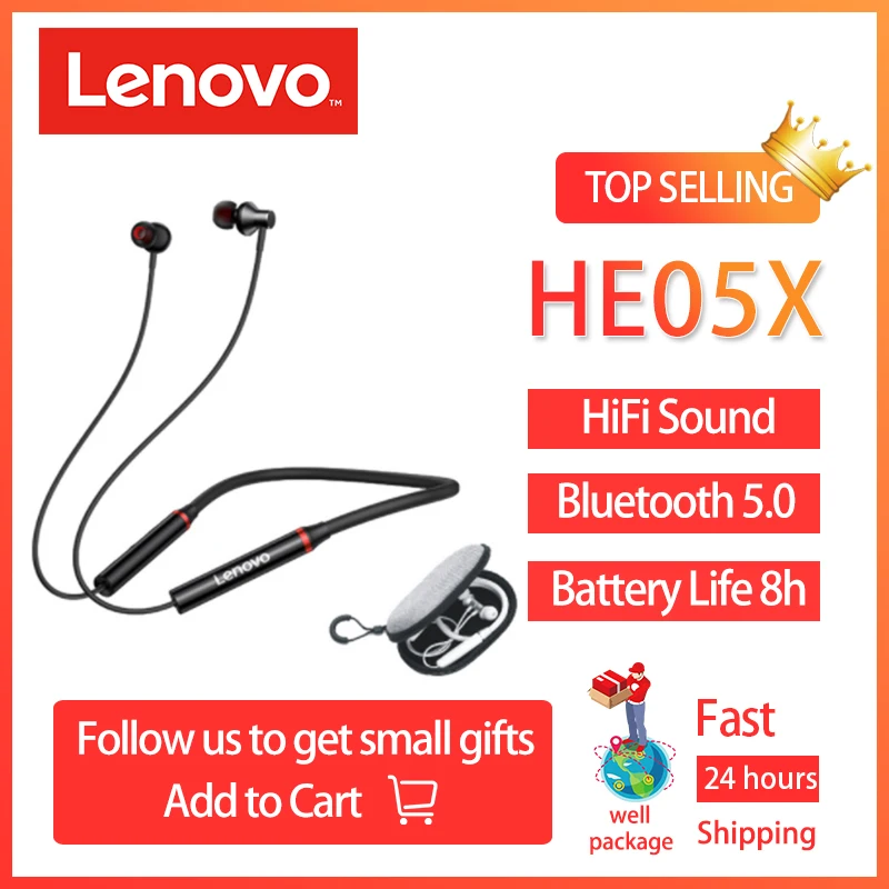 Jual Lenovo He05x Wireless Neckband 