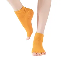 Новинка года; сезон весна-осень; тонкие мягкие желтые носки для йоги; женские нескользящие носки без пятки; носки для балета и танцев