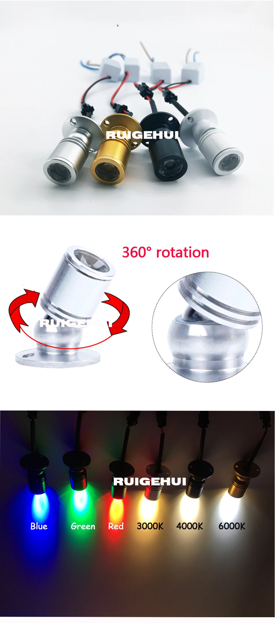 Description Picture 4 of item1W 3W Led Recessed Cabinet Mini Spot Light 110V 220v Downlight 12v DCJewelry Show Lnclude Led Driver 4000K Ceiling Light Lamp