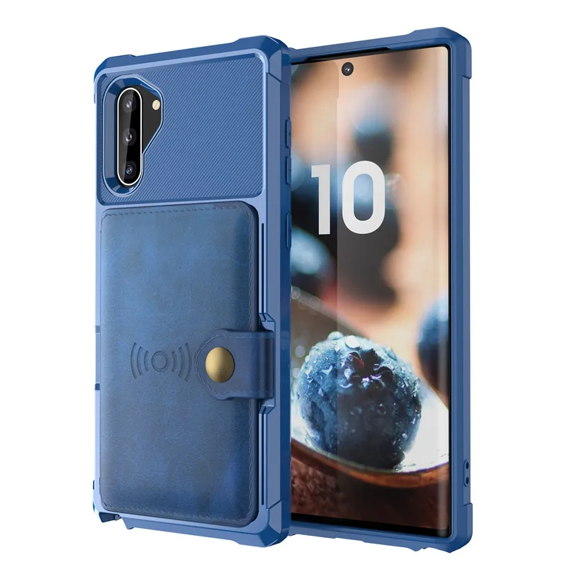 Blue Бумажник открывающийся, кожаная, преобразующийся в подставку для samsung Примечание 10 10Plus подходит для магнитного Беспроводной автомобиля Зарядное устройство крепление противоударный Защитный чехол - Цвет: Blue