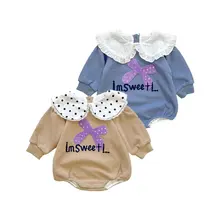 Barboteuse pour bébé fille, nouveau produit automne/hiver, en coton gaufré, une pièce épaissie, sac chauffant, vêtements de pet