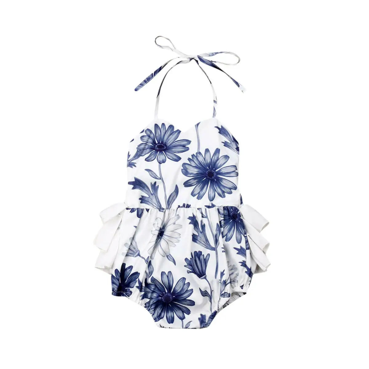 Floral Newborn Baby Girl Floral Clothes Strap Romper Jumpsuit Summer Sleeveless Halter Baby Girl Clothes Outfit - Цвет: Floral