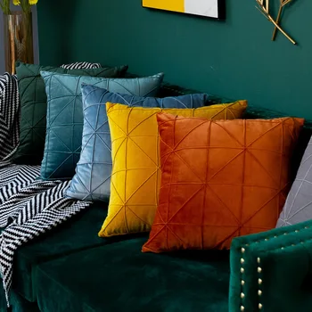 

Solid Color Velvet Cushion for Sofa Couch Turquoise Color Pillow Case for Bed Soft Touch Matching Curtain Home Decor