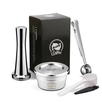 

Stainless steel Refillable Coffee Capsule Pod Filter Dripper Tamper Compatible with DELTA Q/ Coffee Machine