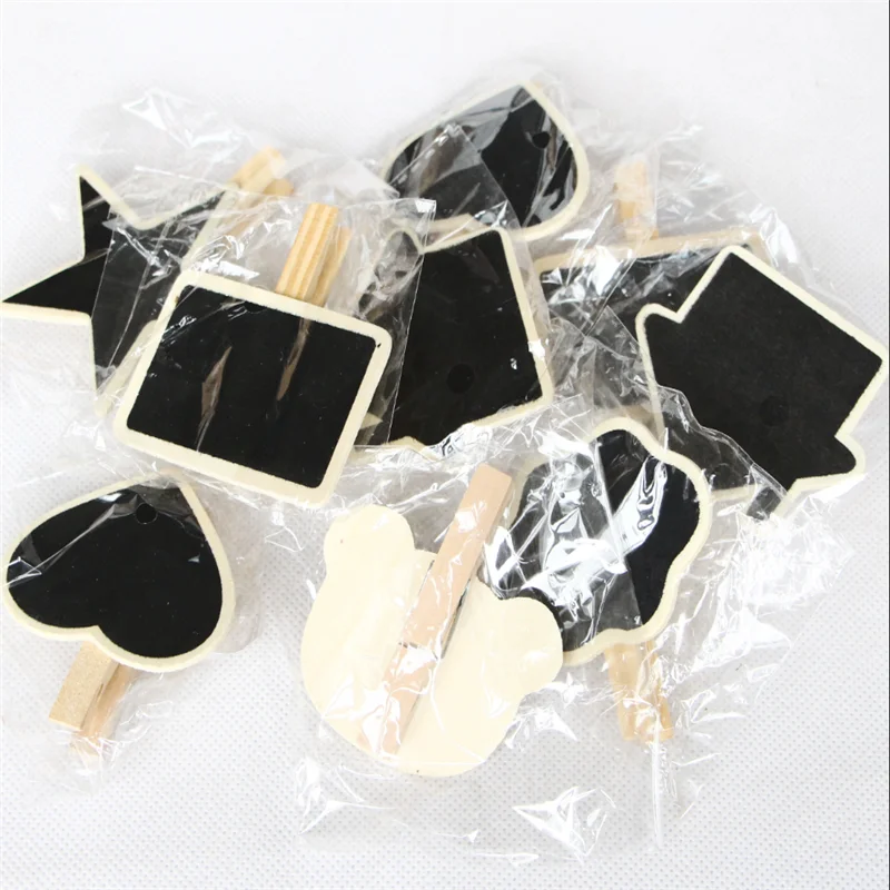 3pcs/lot Kawaii Cloud Bear House Heart Mini Wooden Blackboard Clip Paper board Message Chalkboard wood Gift for Children | Канцтовары