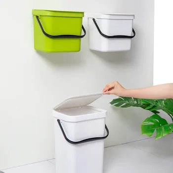

Kitchen wall-mounted plastic rectangular trash can with lid household fashion living room bathroom trumpet wy120707