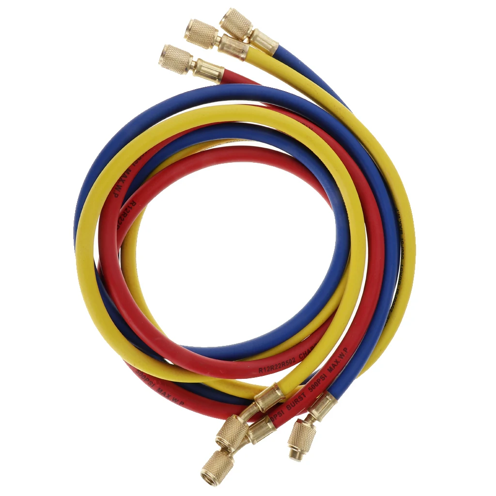 1,5 м 1/4 ''SAE 600PSI зарядный шланг Без Shut HVAC R410a, R134+ адаптеры