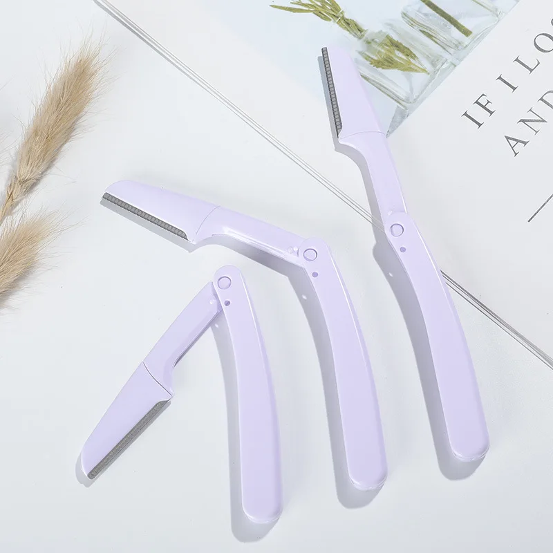 3Pcs Eyebrow Trimmer Set Folding Eyebrow Trimmer Safety Scraping Razor Beauty Dermaplaning Tool Scissors