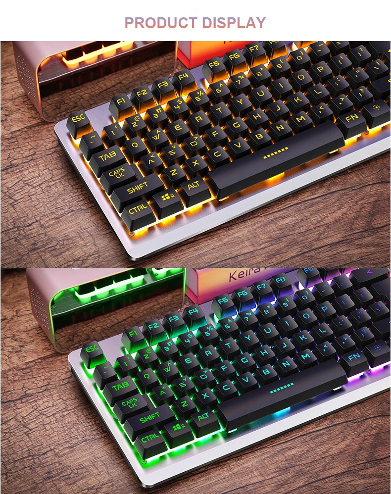 K002 RGB игровая клавиатура с подсветкой металлическая Проводная Механическая игра E-sports профессиональная клавиатура компьютерная периферийная