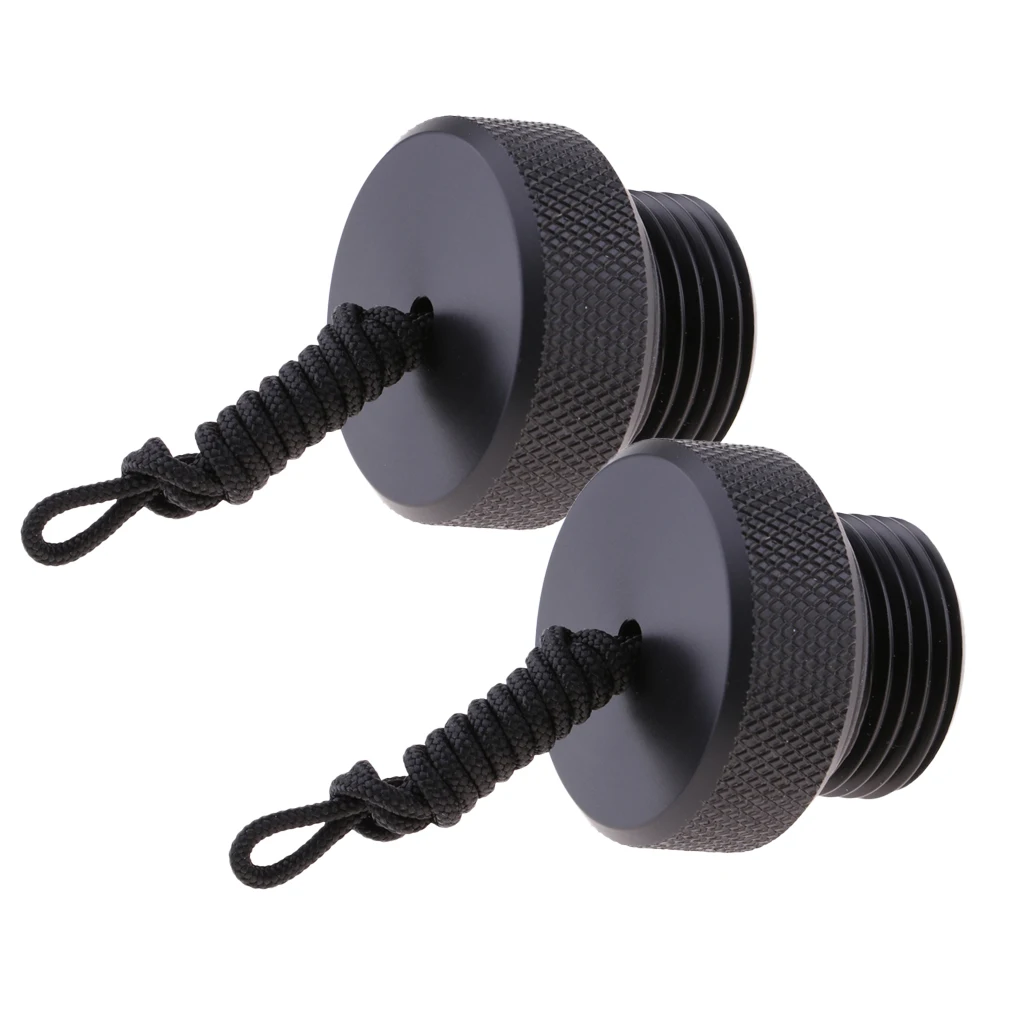 2pcs Scuba Diving Male DIN Tank Valve Dust Cap Threaded Plug Black