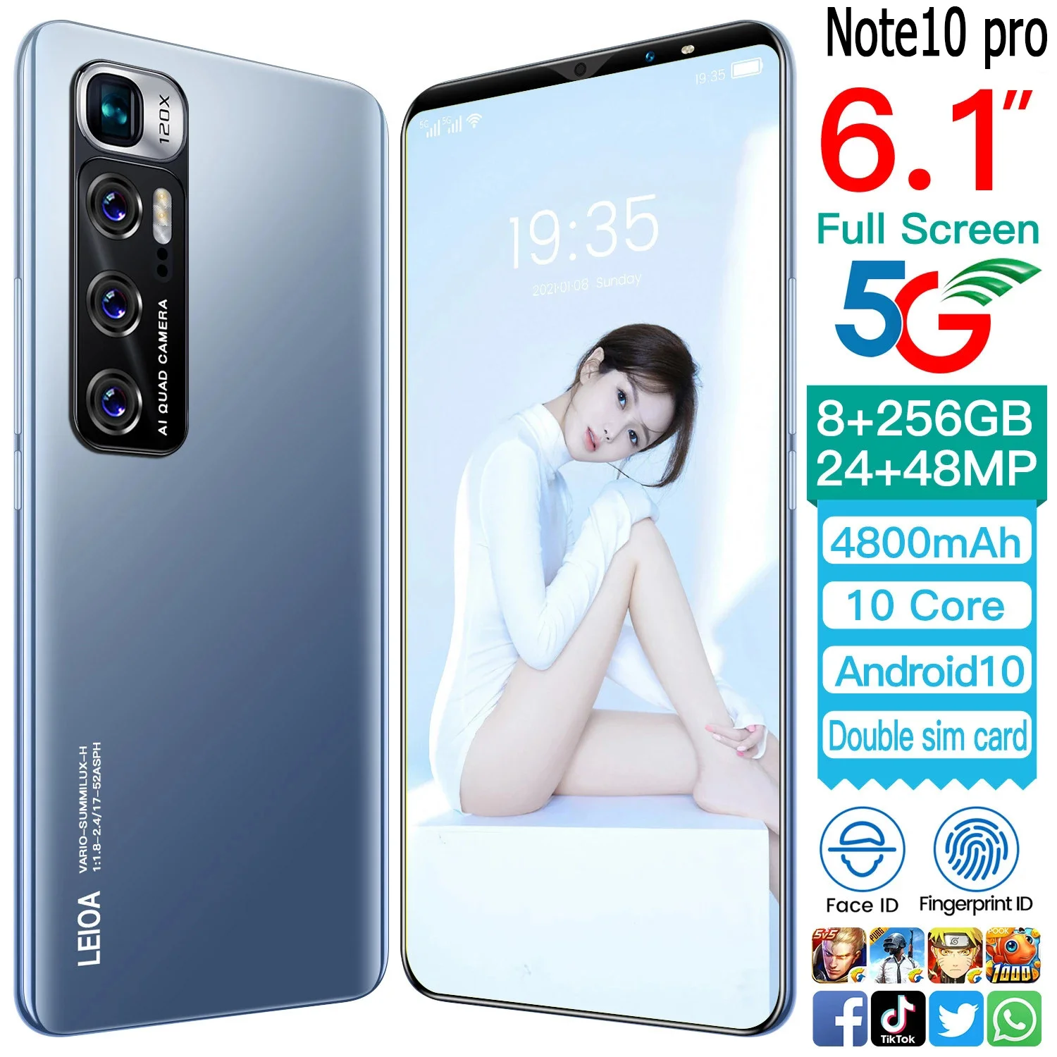 Смартфон Note 10 Pro Android 128 ГБ 6 1 дюйма | Мобильные телефоны и аксессуары