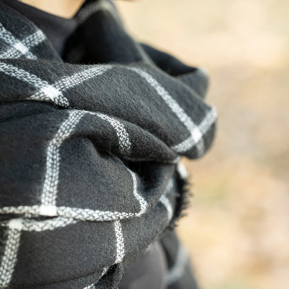 Skup Szalik dla kobiet Plaid Bufandas Mujer czarny ciepły szalik damskie szaliki zimowe szale etole koc szalik luksusowej marki