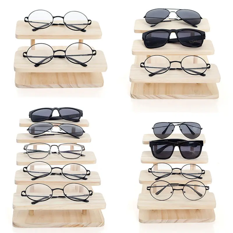 Sun Glasses Eyeglasses 2-5 Layers Wood Display Stands Shelf Show Stand Holder Rack Natural Material | Дом и сад