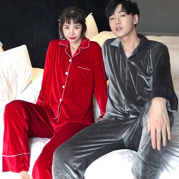 

New pair of couples home wear ladies soft Spring and autumn fashion casual pajamas oversize suit