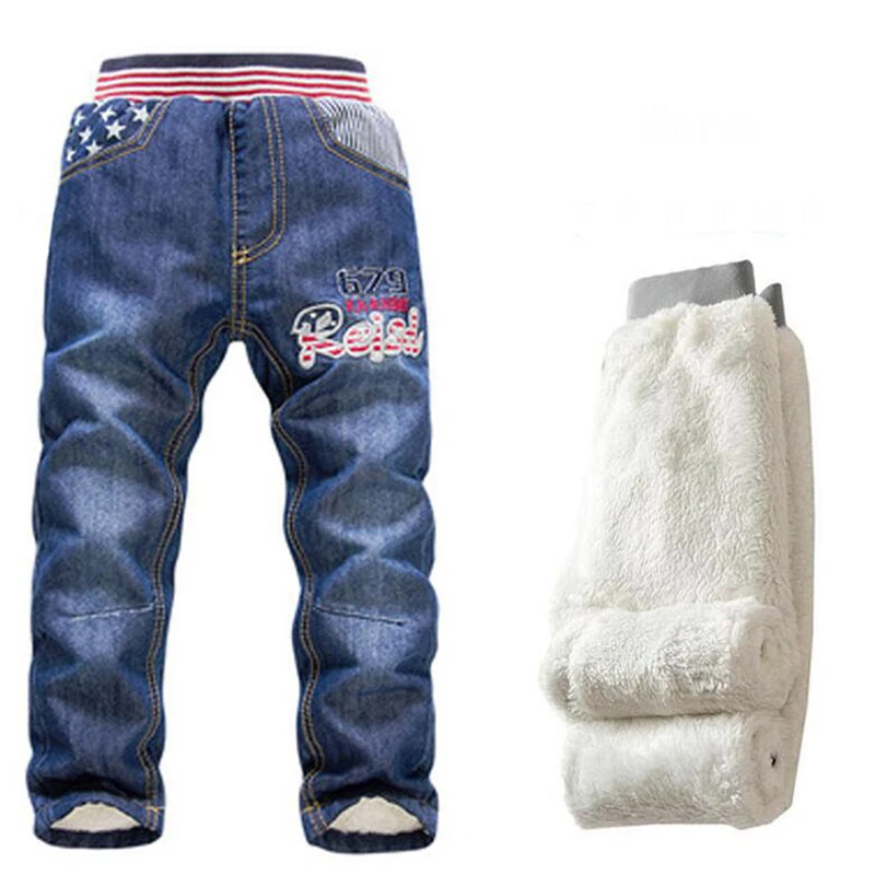 Children Jeans boys Girl Winter Quality Thicken Warm Cashmere Denim Trousers Baby boys Casual Pants Kids Fashion Denim Pant