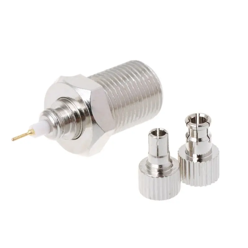 Adaptador Coaxial hembra F a macho TS9 y CRC9, conector RF, niquelado