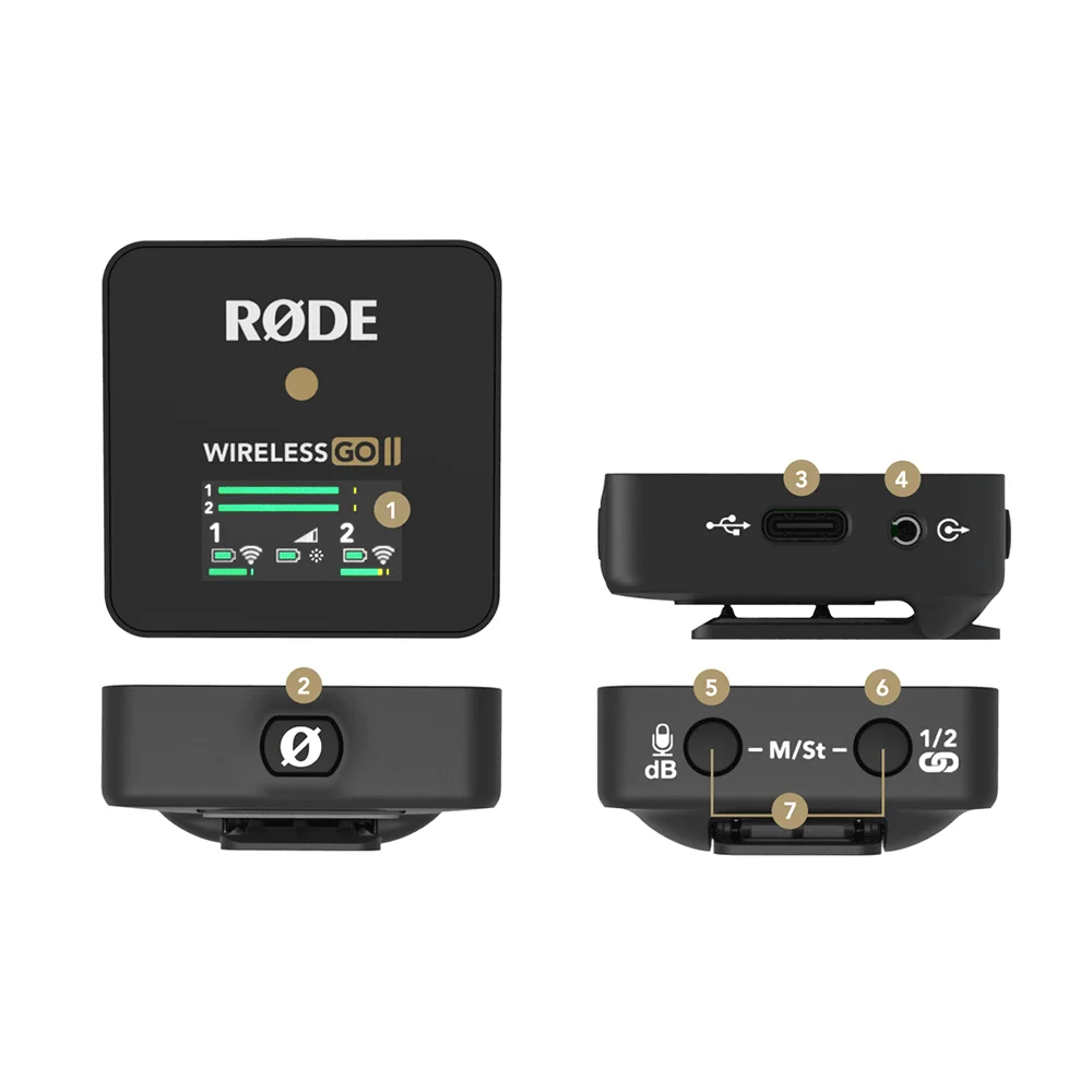 로드 무선 Go II 마이크, 2.4G 무선 라발리에 듀얼 채널, RX 2TX 200m 전송 마이크, 아이폰 안드로이드 DSLR 카메라용