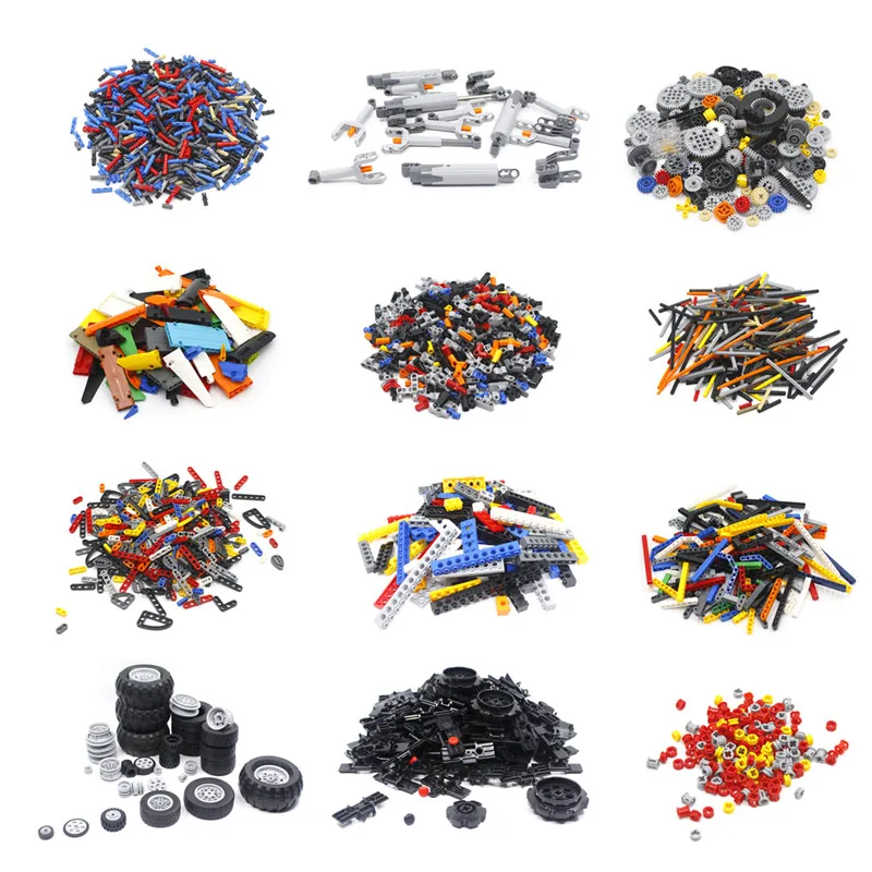 

Technic Gear Steering Wheels Studless Beam Arms Pin Connctor Axle Chain Panel Chain Link Parts Fit For MOC Bricklink DIY Toys