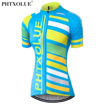 

Phtxolue Cycling Jersey Women Summer Blue Breathable Mtb Mountain Bicycle Bike Wear Shirt Cycling Clothing